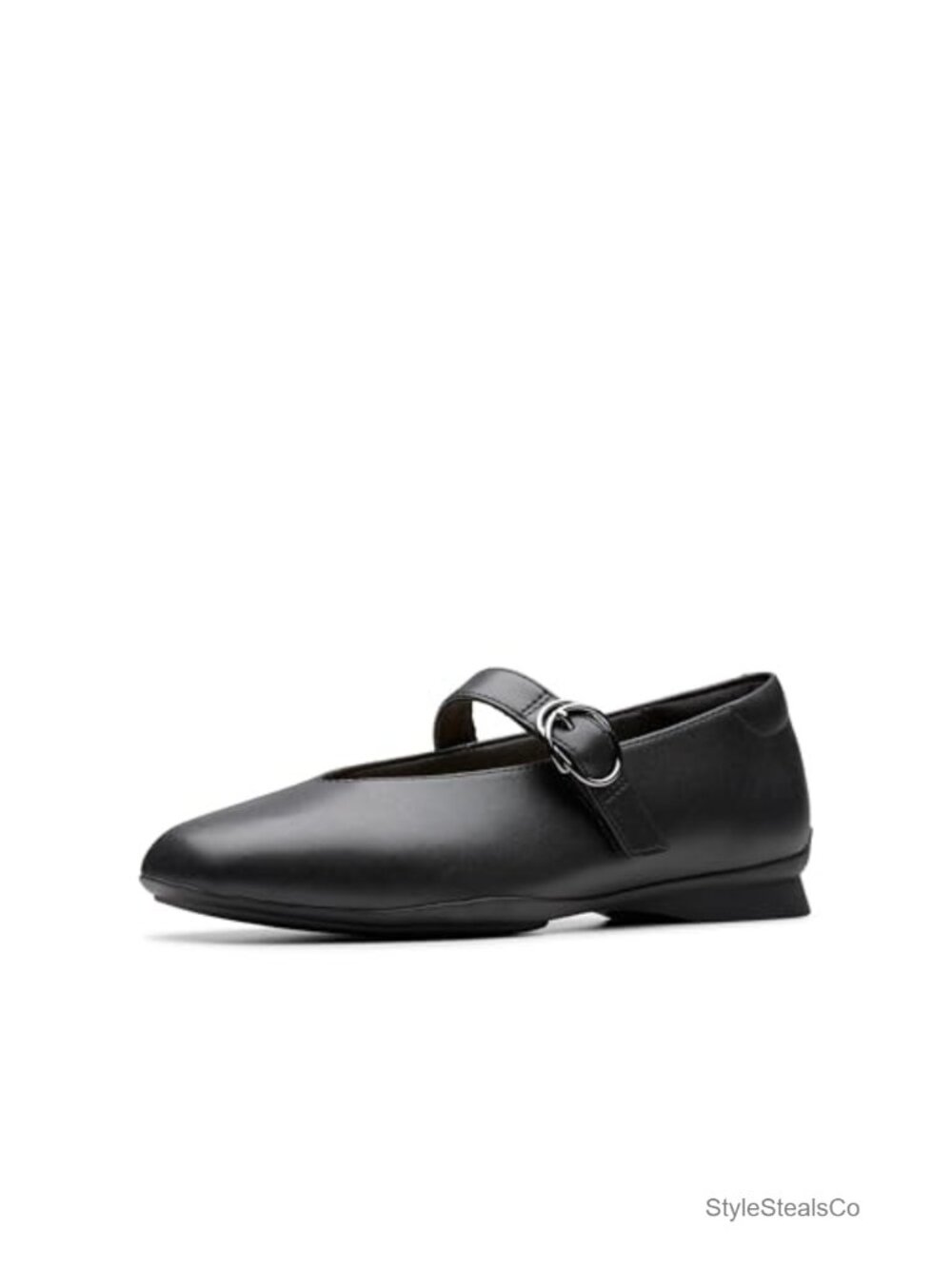 Leather Mary Jane Flats with Buckle and Cushioned Footbed